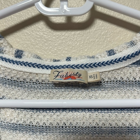 Faherty Pacifica Terry Stripe Hoodie Cream Azure Stripe XS - Picture 4 of 7